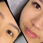 Before and after eyelash extensions